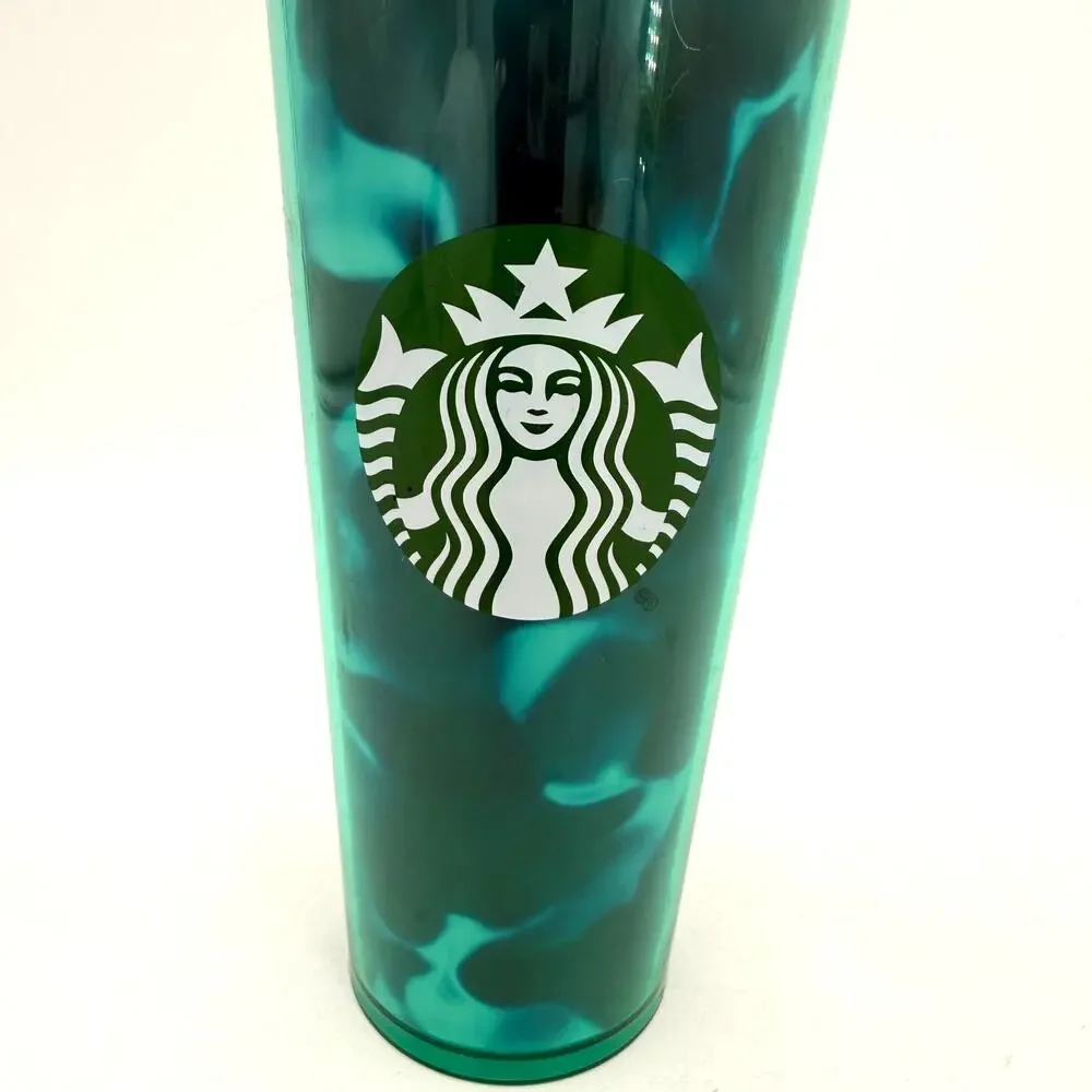 Starbucks Teal Turquoise Green Blue Wave 24 Oz Venti Tumbler
